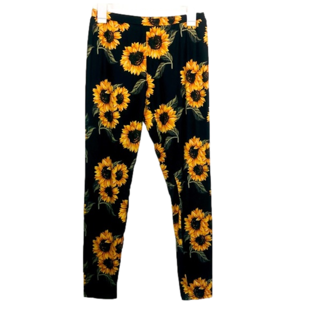 SHEIN Black Sunflower Print Leggings